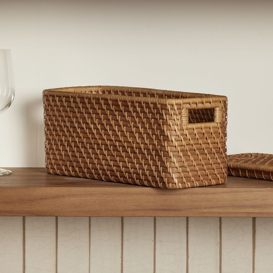 Modern Weave Rattan Lidded Baskets