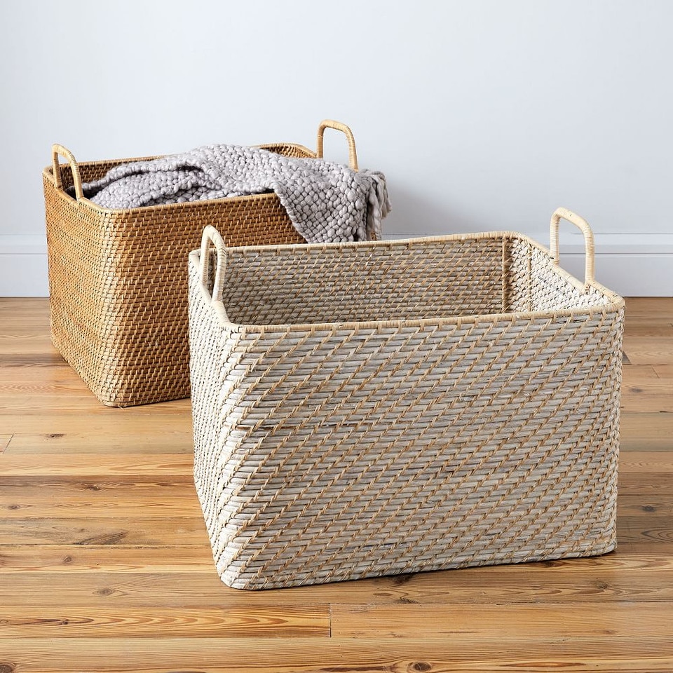Modern Weave Oversized Storage Basket w/ Handles