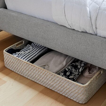 Modern Weave Underbed Storage Basket Whitewashed West Elm United Kingdom