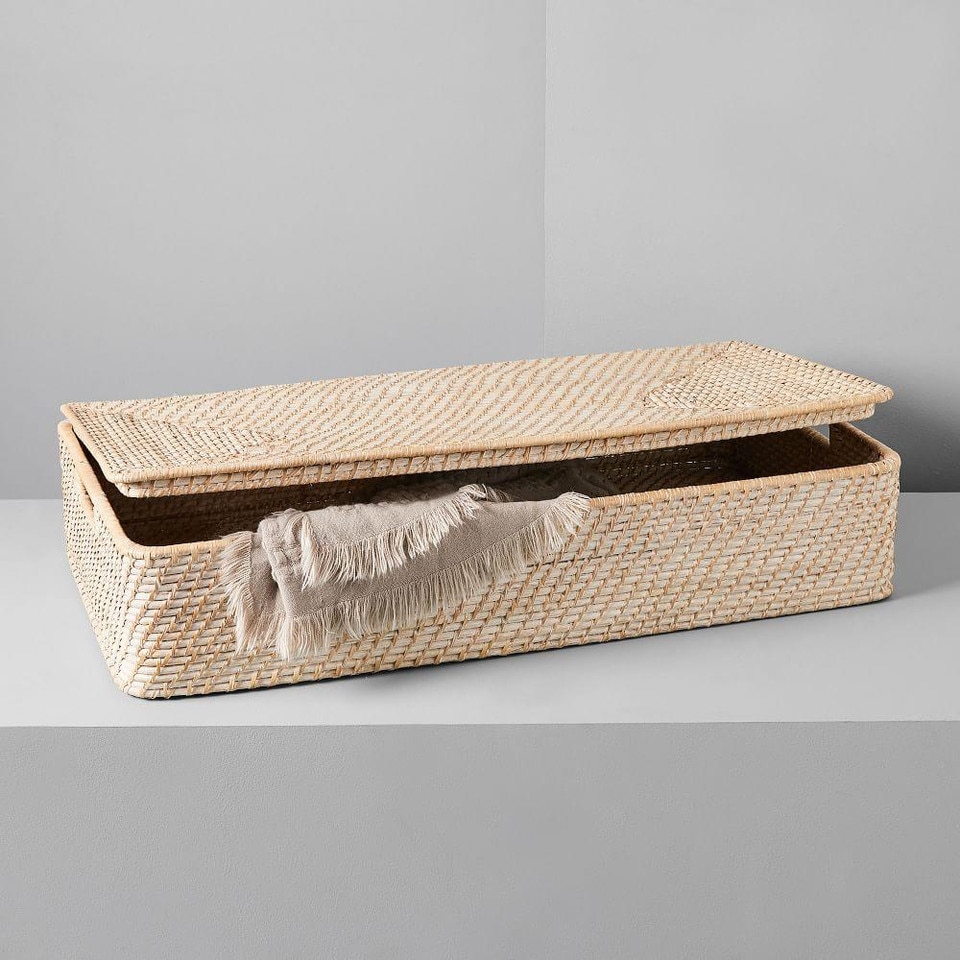 Modern Weave Underbed Storage Basket - Whitewashed