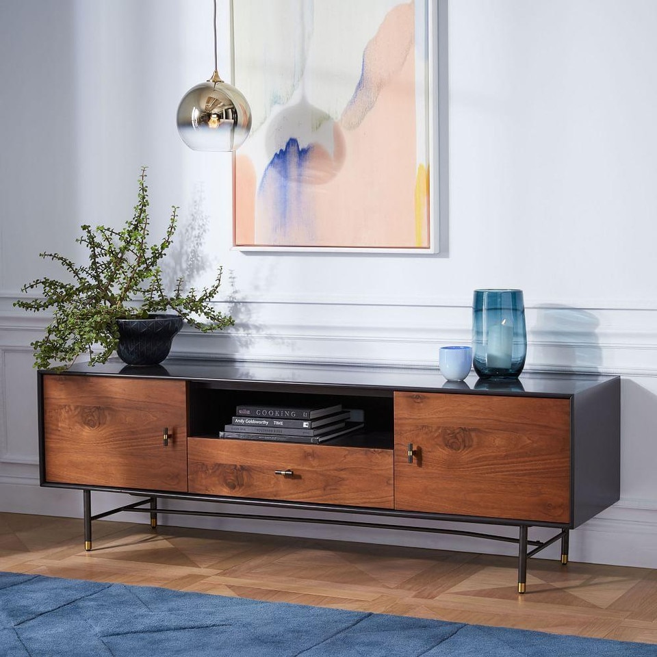 Modernist Wood + Lacquer Media Console (172.7 cm)
