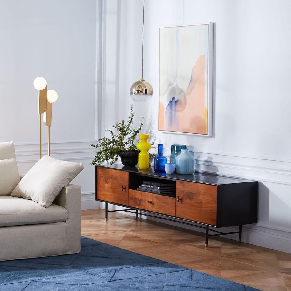 Modernist Wood + Lacquer Media Console (172.7 cm)