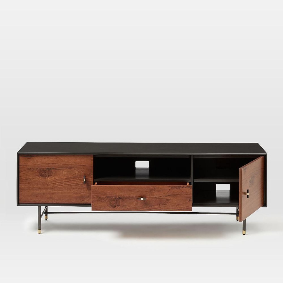Modernist Wood + Lacquer Media Console (172.7 cm)