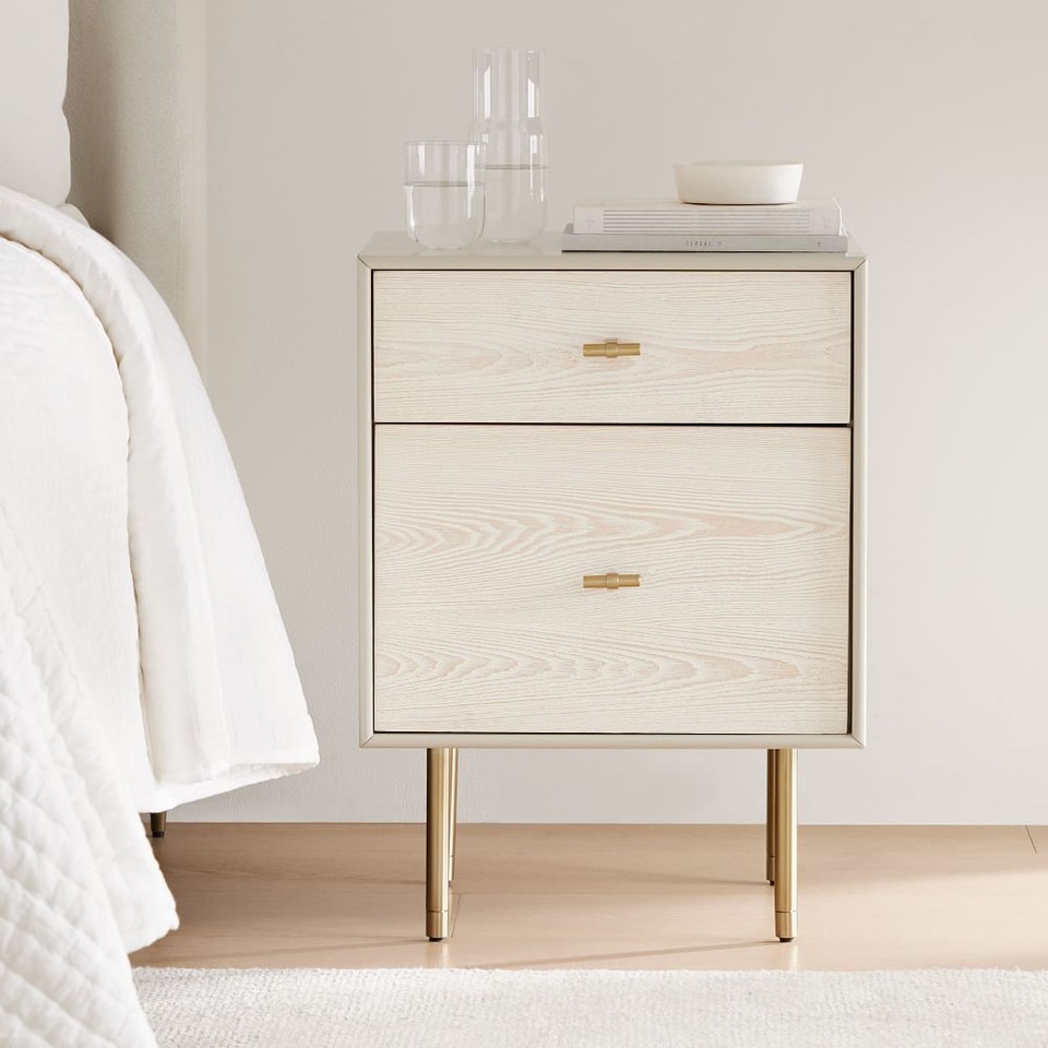 Modernist Wood & Lacquer Bedside Table (53 cm)