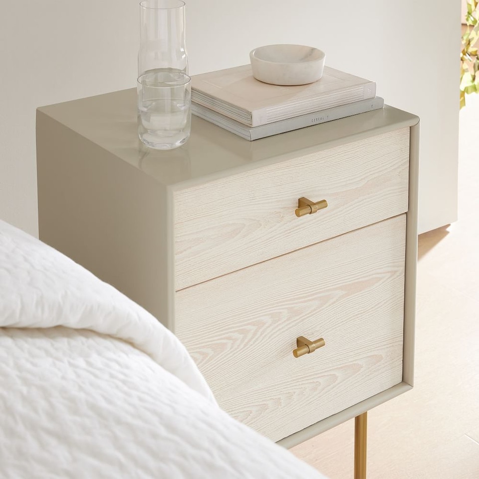 Modernist Wood & Lacquer Bedside Table (53 cm)