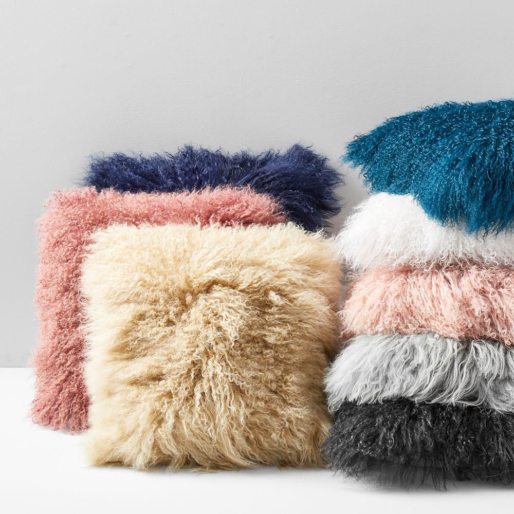 black fluffy cushion covers