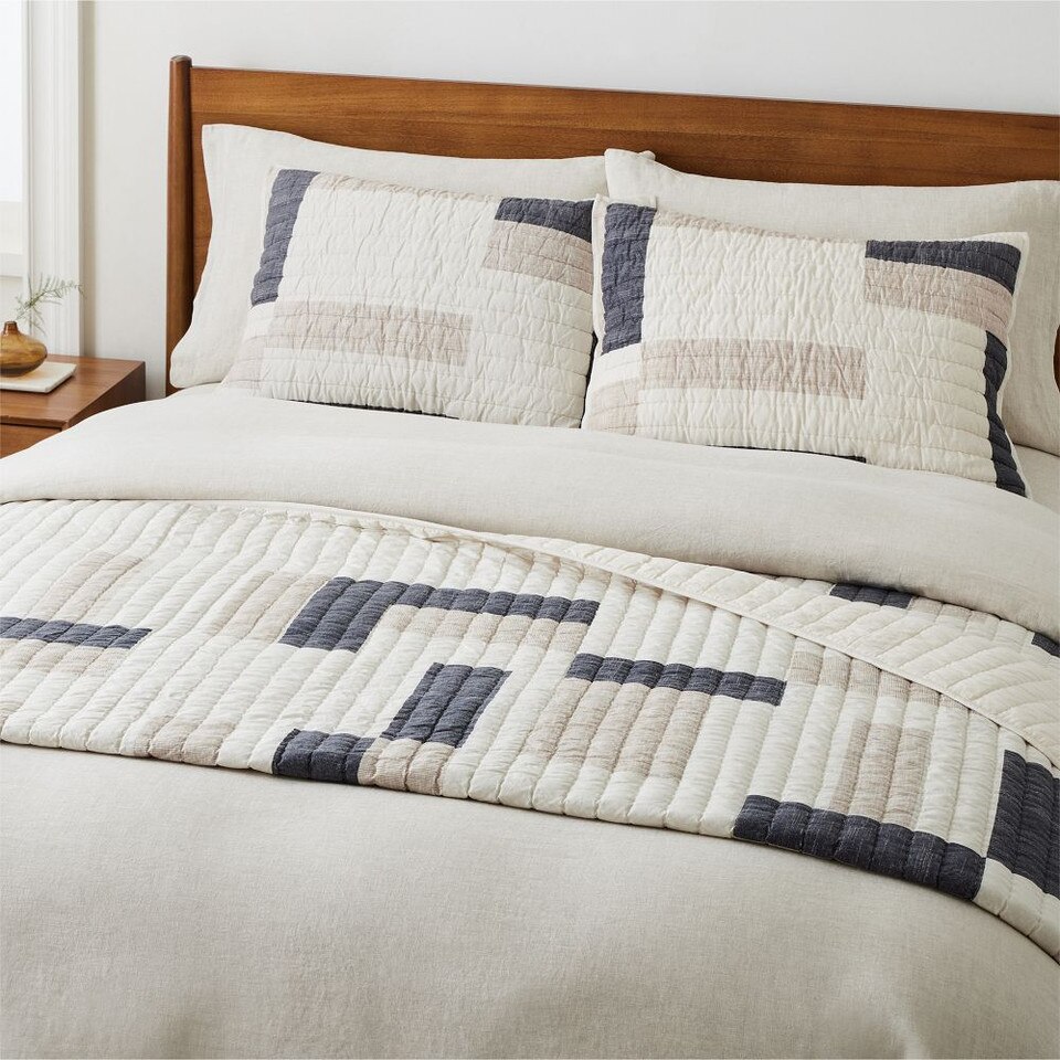 Natural Patchwork Bedspread & Pillowcases