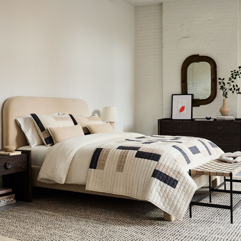 Natural Patchwork Bedspread & Pillowcases