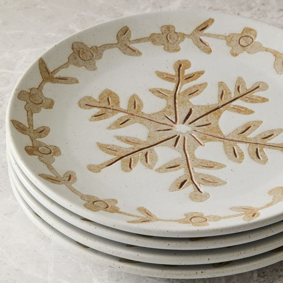 Neige Snowflake Ceramic Salad Plates