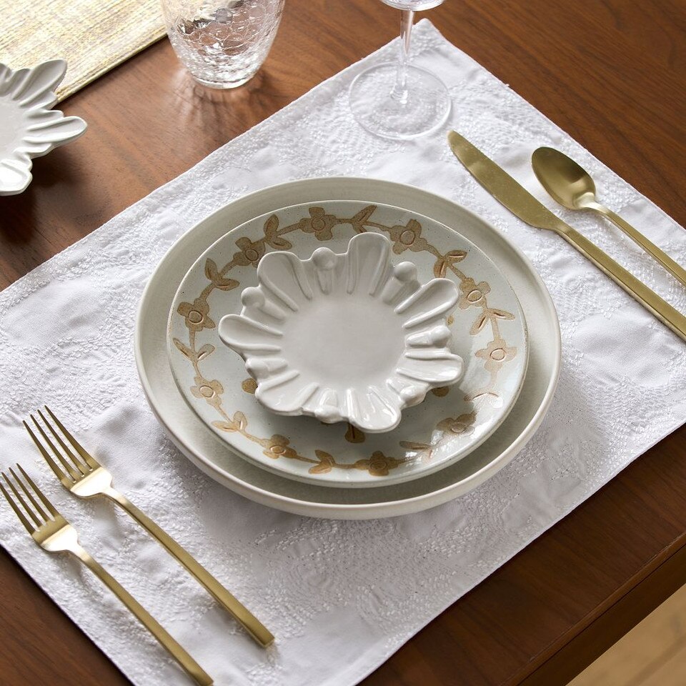 Neige Snowflake Ceramic Salad Plates