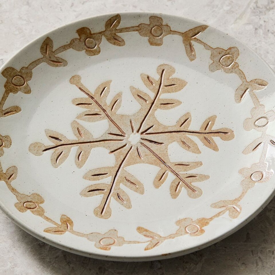 Neige Snowflake Ceramic Salad Plates