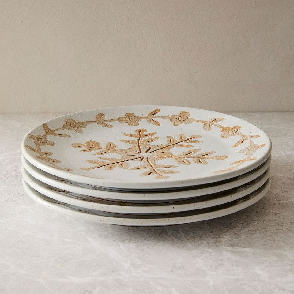 Neige Snowflake Ceramic Salad Plates