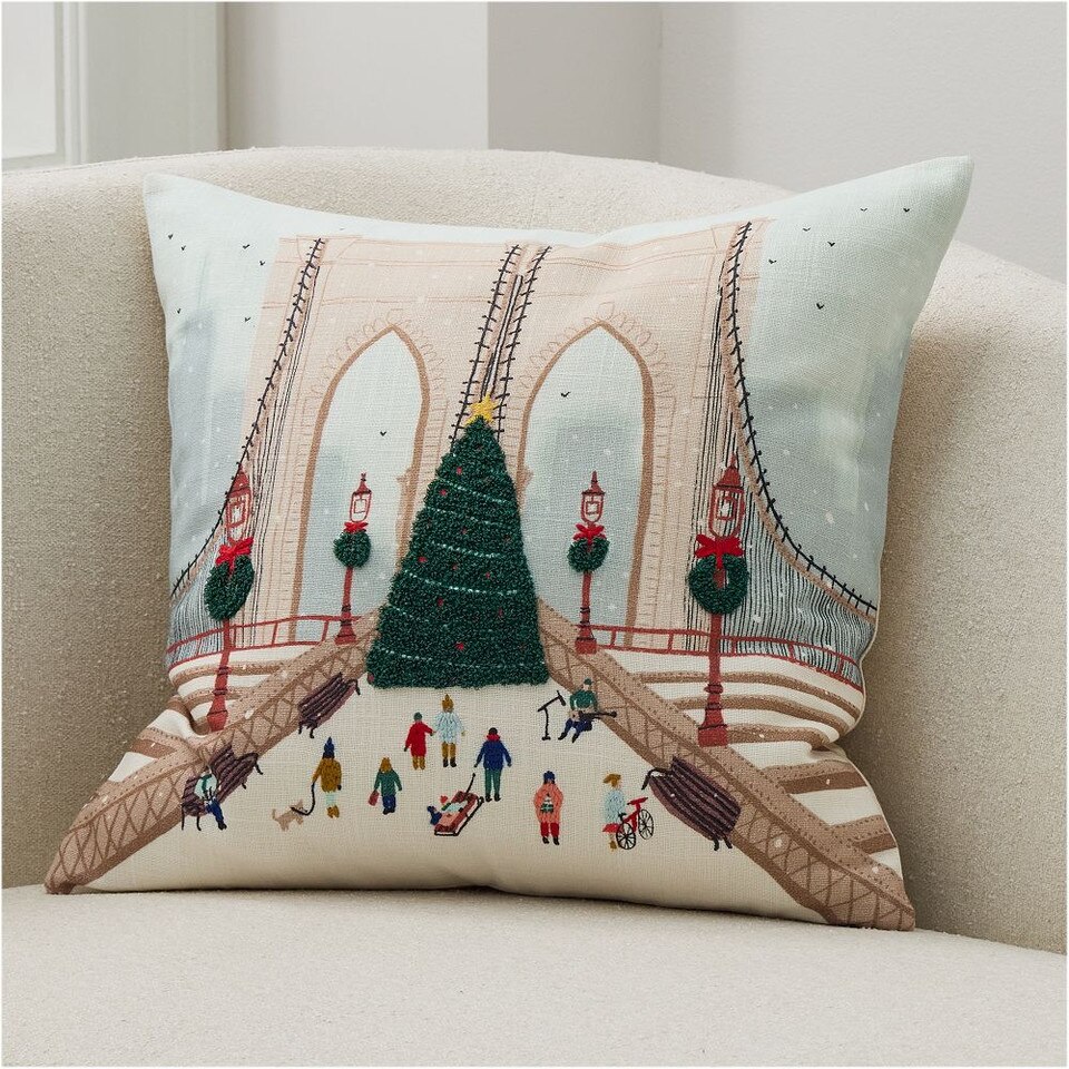 Nicole Cicak Brooklyn Bridge Christmas Cushion Cover