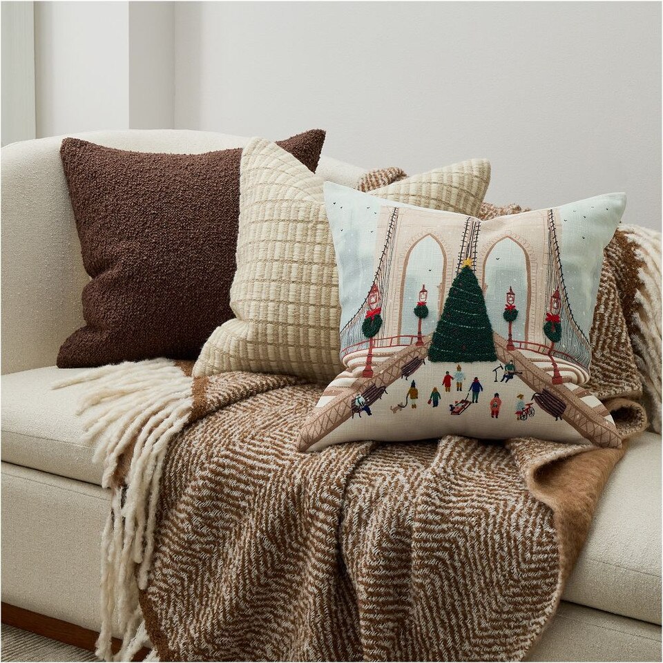 Nicole Cicak Brooklyn Bridge Christmas Cushion Cover