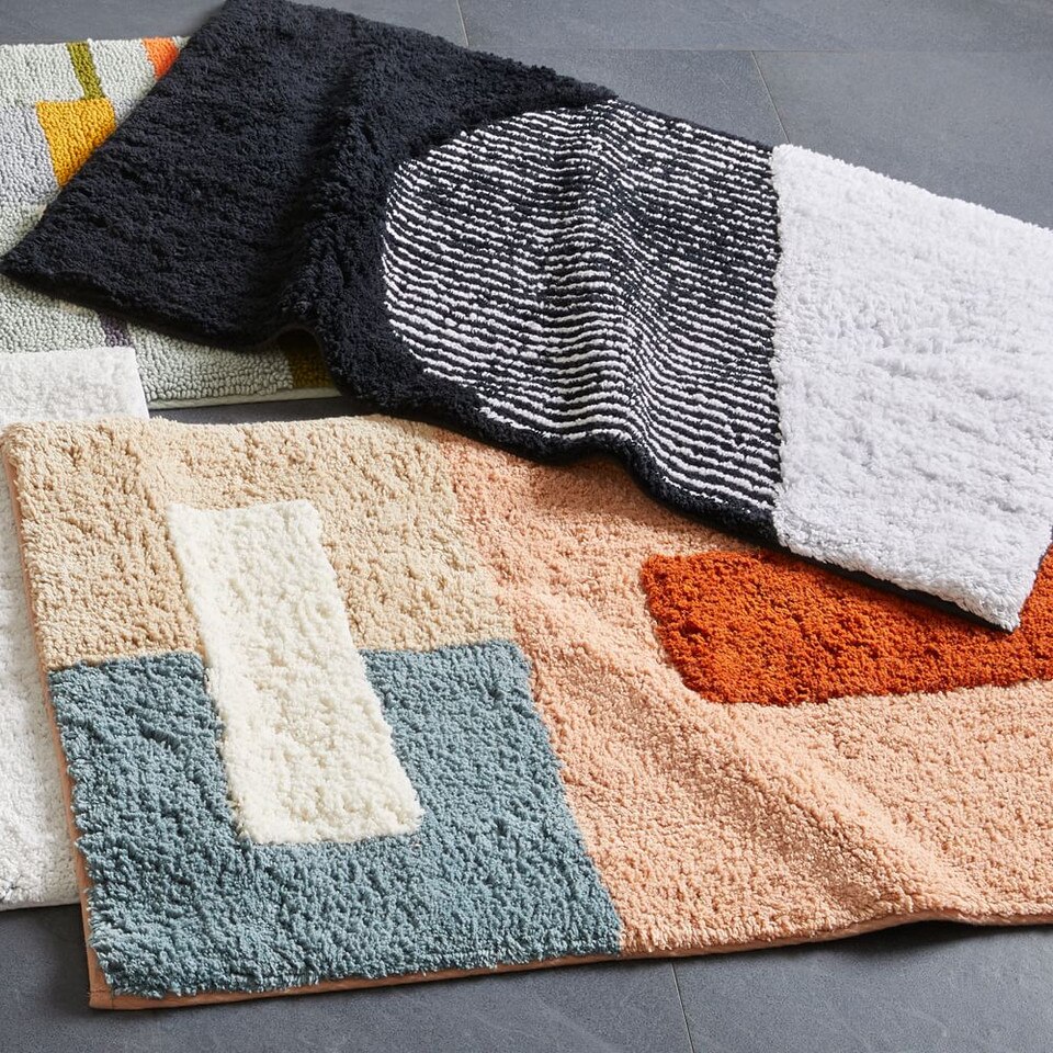 Organic Colourblock Bath Mat