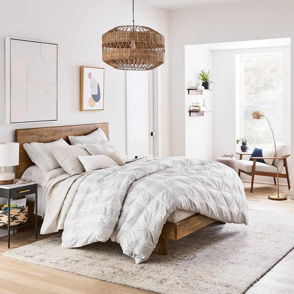 Organic Cotton Striped Pintuck Duvet Cover & Pillowcases