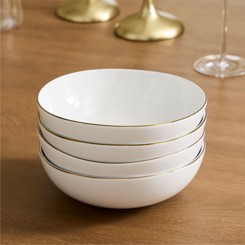 Organic Porcelain Gold-Rimmed Small Bowls