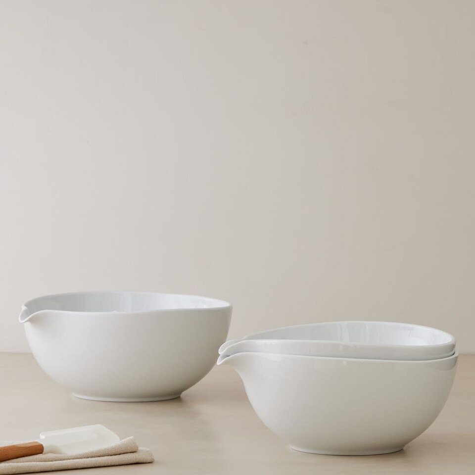 Organic Shaped Porcelain Mixing Bowls (Set of 3)
