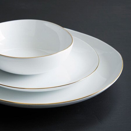 Organic Shaped Porcelain Dinnerware Gold Rimmed West Elm United Kingdom