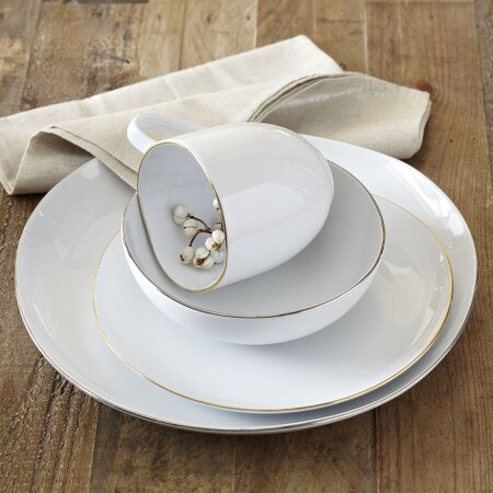 Organic Shaped Porcelain Dinnerware Gold Rimmed West Elm United Kingdom