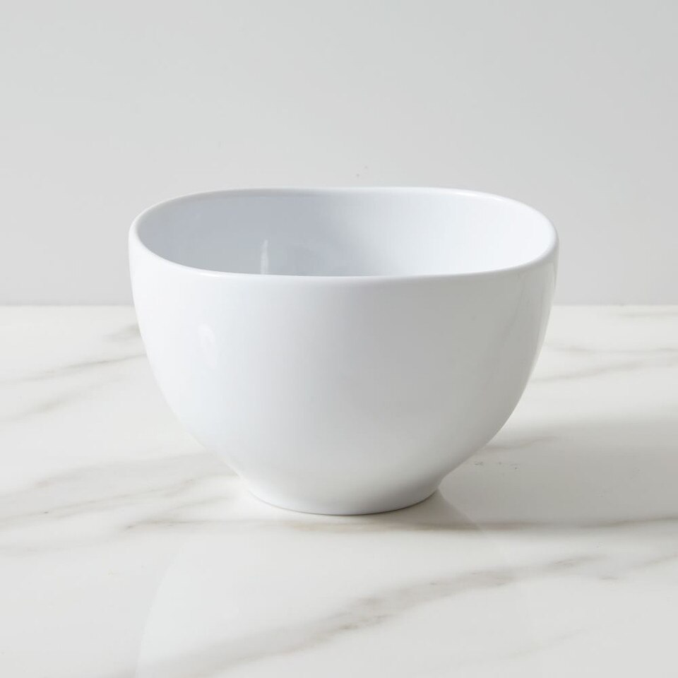 Organic Shaped Porcelain Rice Bowls - White
