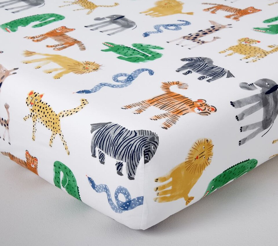 Organic Silly Safari Cot Fitted Sheet