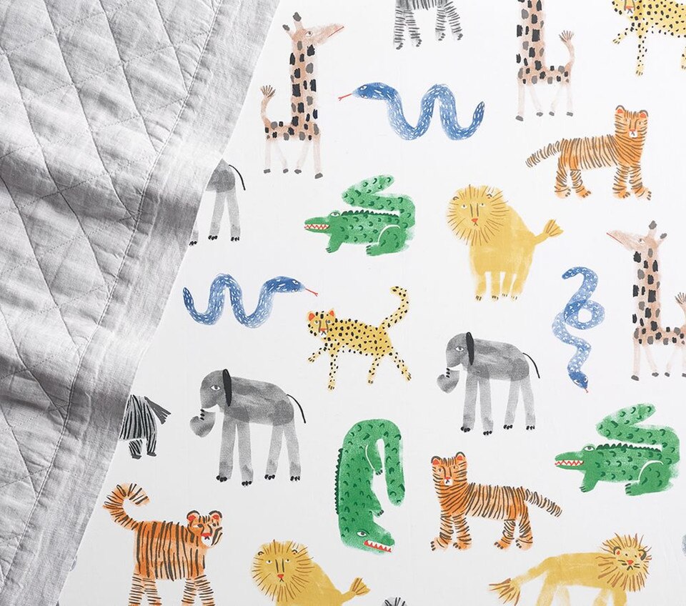 Organic Silly Safari Cot Fitted Sheet