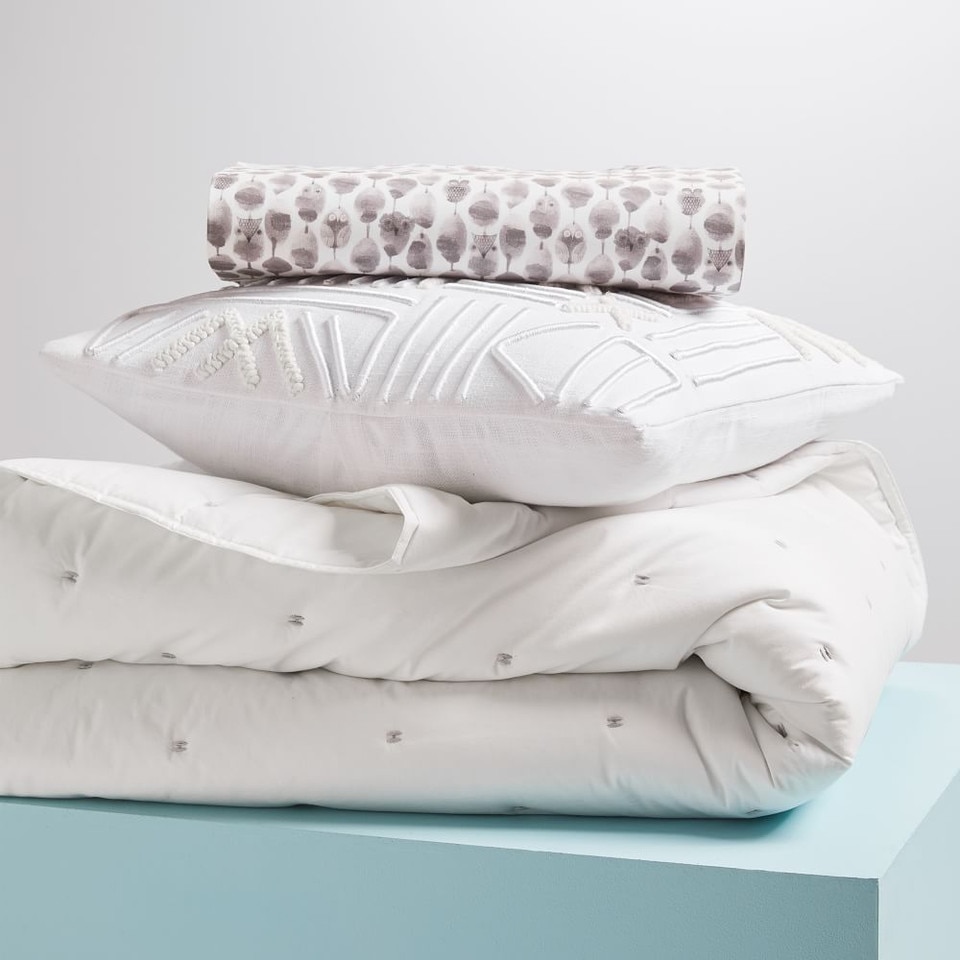 Organic Stamped Owl Cot Fitted Sheet