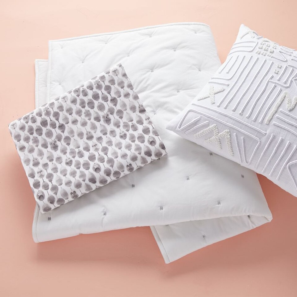 Organic Stamped Owl Cot Fitted Sheet