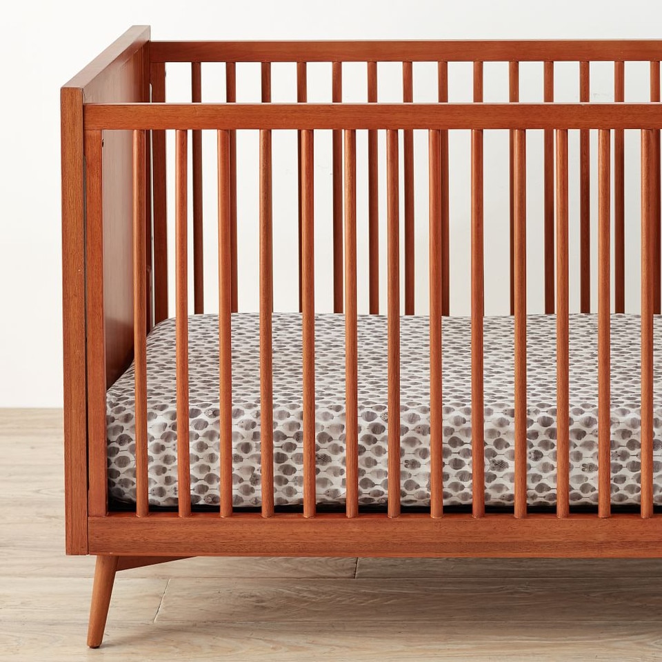 Organic Stamped Owl Cot Fitted Sheet
