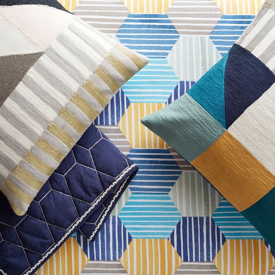 Organic Striped Geo Cot Fitted Sheet
