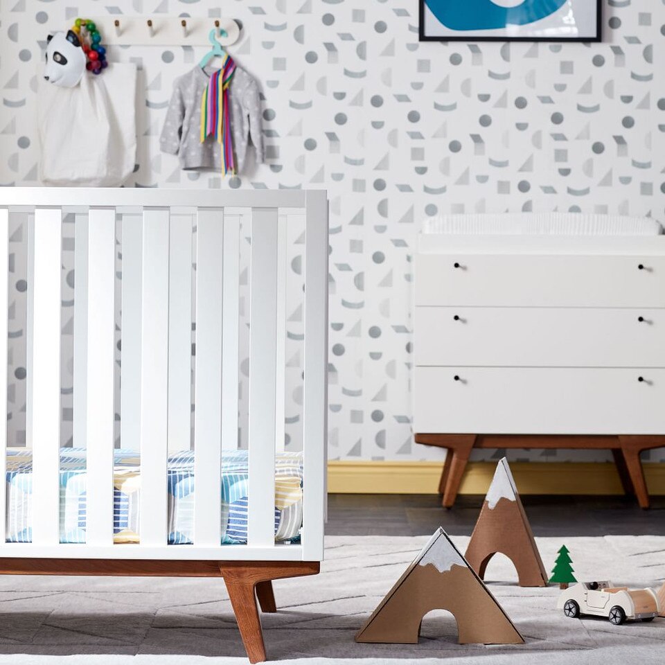 Organic Striped Geo Cot Fitted Sheet