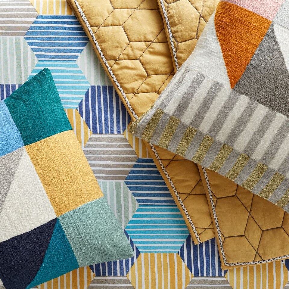 Organic Striped Geo Cot Fitted Sheet