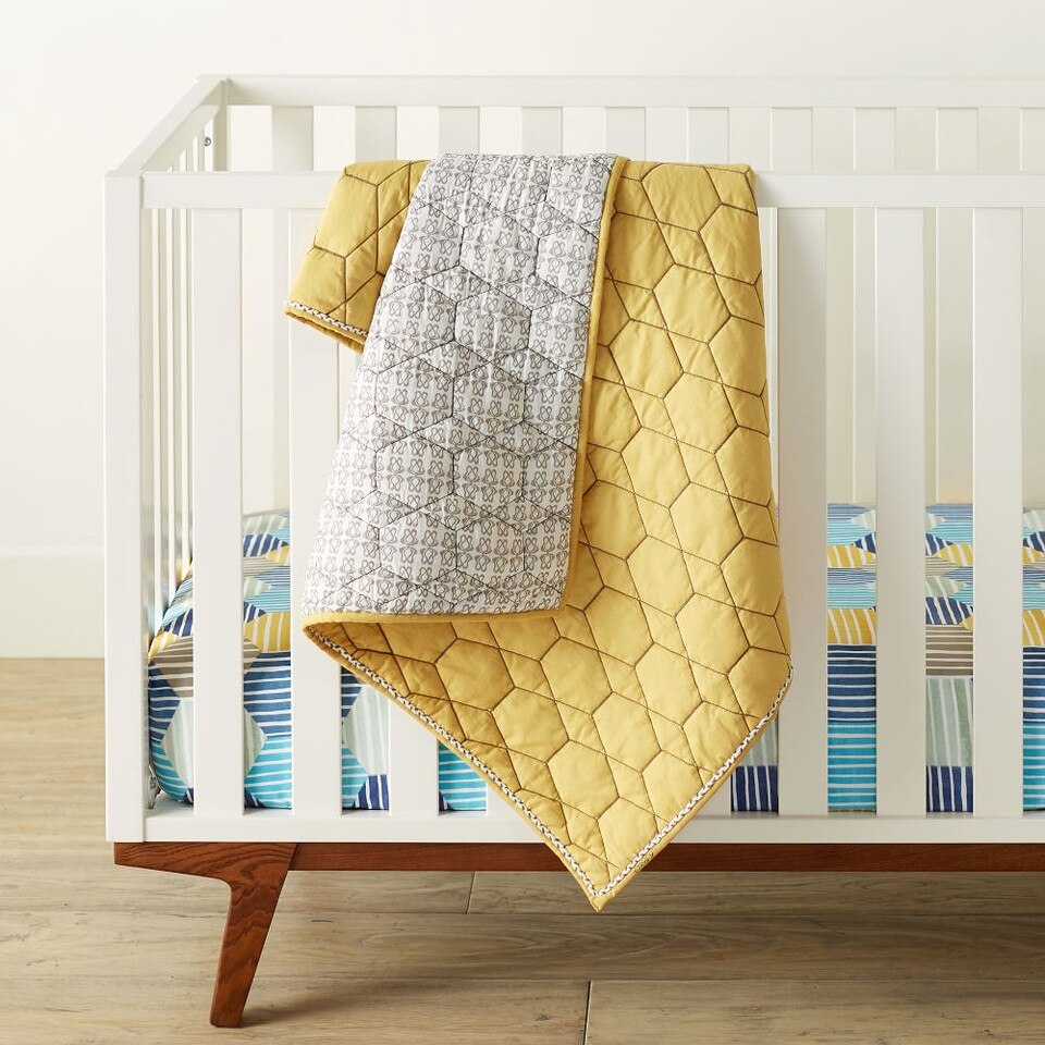 Organic Striped Geo Cot Fitted Sheet