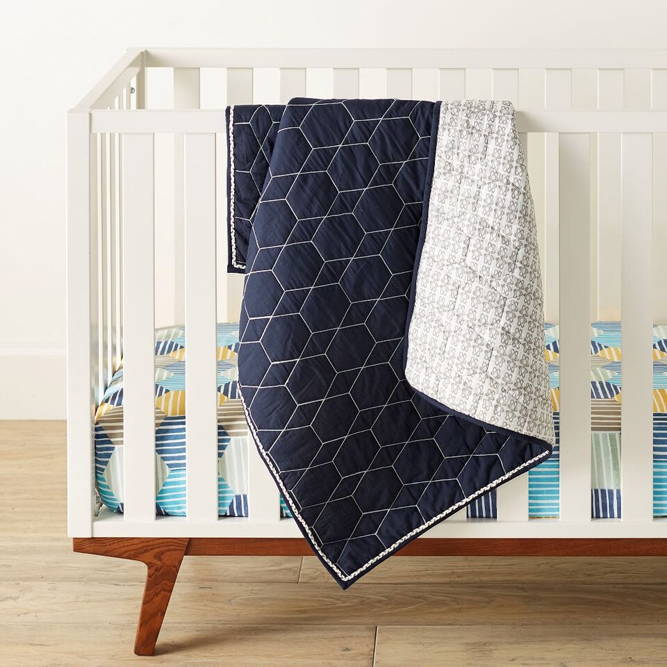 Organic Striped Geo Cot Fitted Sheet
