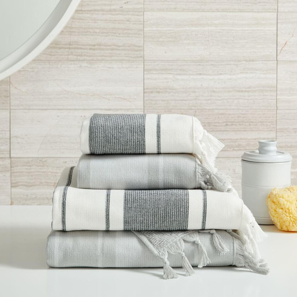 Organic Turkish Tassel Towels - Black