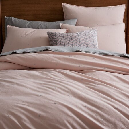 Organic Washed Cotton Duvet Cover Pillowcases Pink Blush