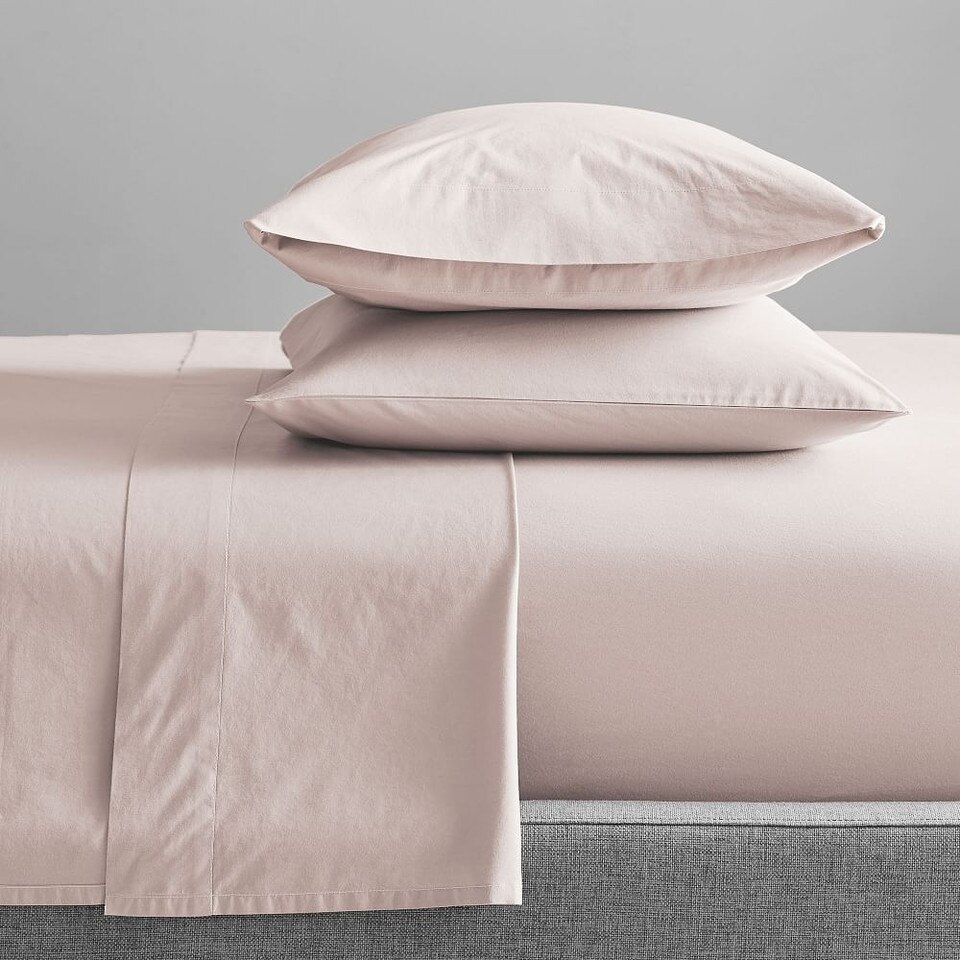 Organic Washed Cotton Sheets Pink Blush West Elm