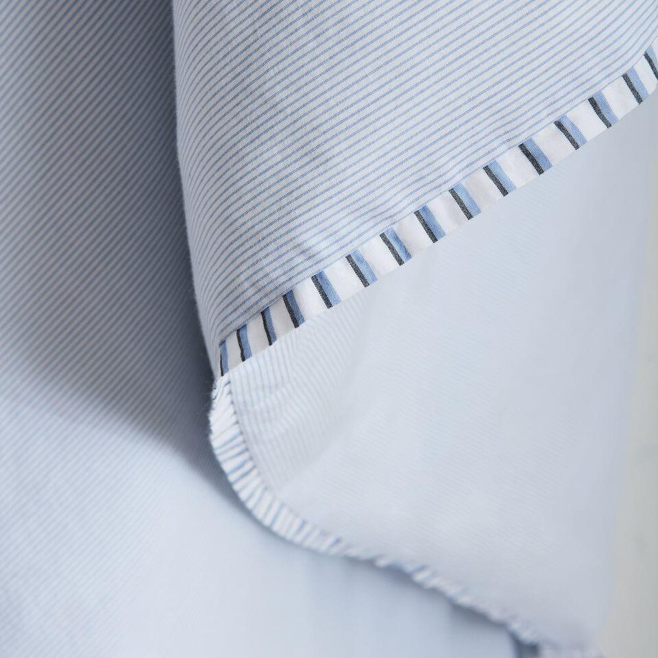 Organic Washed Cotton Stripe Duvet Cover & Pillowcases - Kyoto Blue