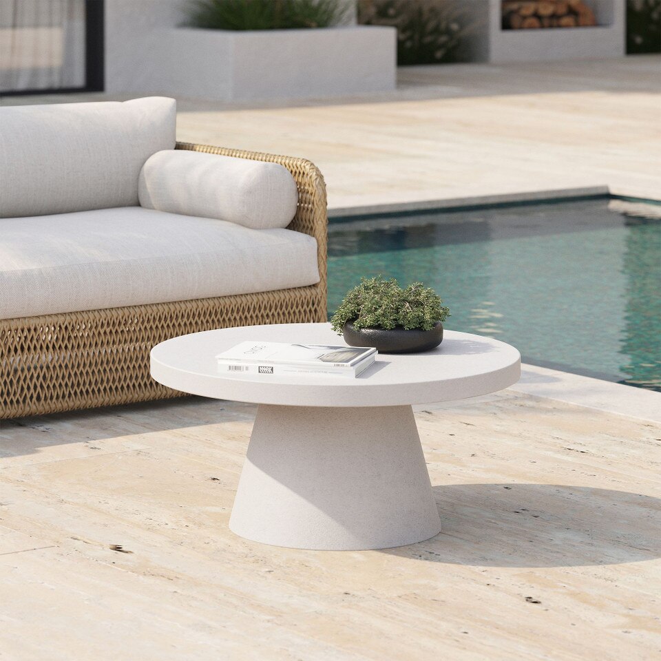 Concrete Pedestal Garden Round Coffee Table (81 cm)