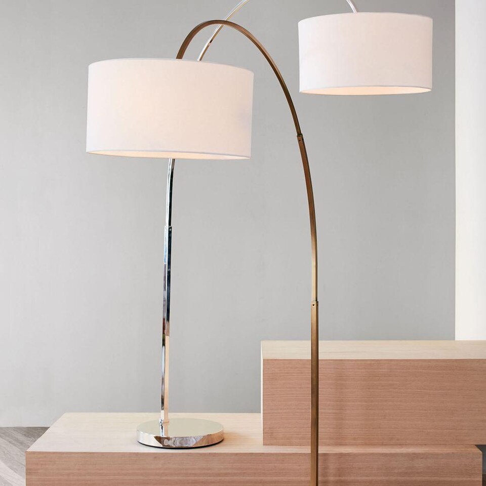 Overarching Linen Shade Floor Lamp - Antique Brass | west ...