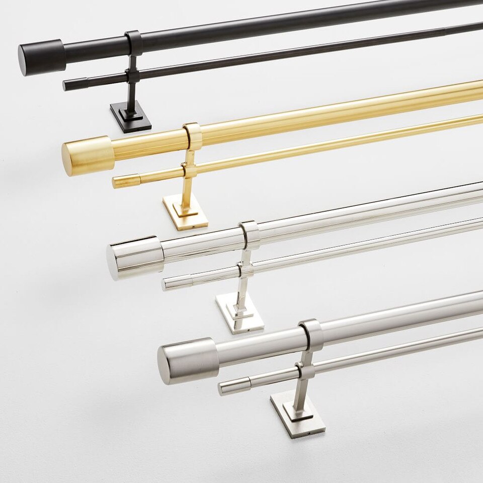 Oversized Adjustable Double Curtain Pole w/ Cylinder Finials - Dark Bronze