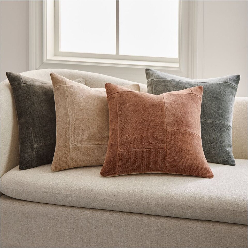 Patchwork Chenille Cushion Cover