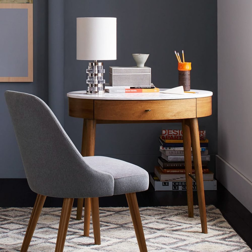 Penelope Mini Desk - Acorn w/ Marble Top