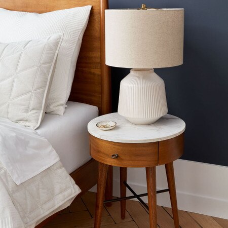 Penelope Bedside Table Acorn W Marble Top West Elm United Kingdom