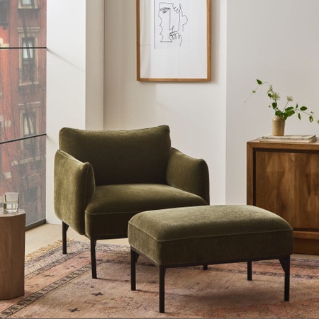 Penn Chair Velvet Chair And Ottoman West Elm Penn Chair In Modern