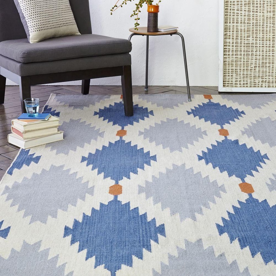 Phoenix Wool Dhurrie Rug - Regal Blue