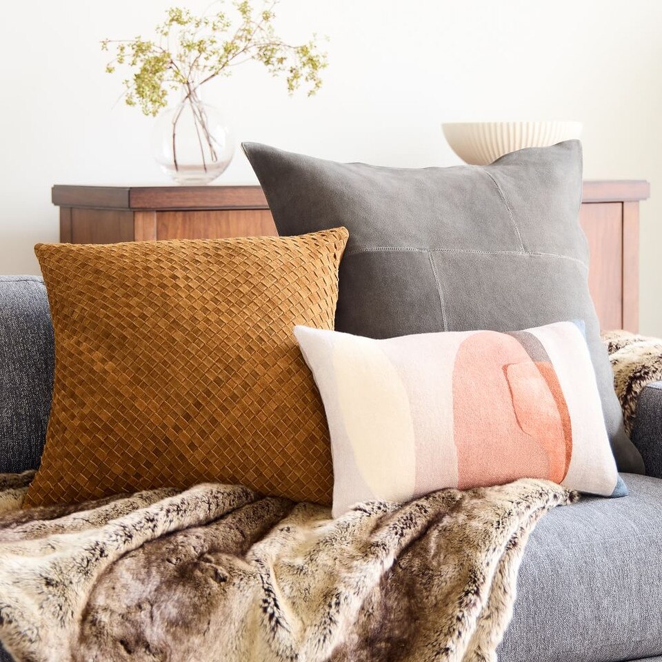 Pieced Suede Cushion Cover