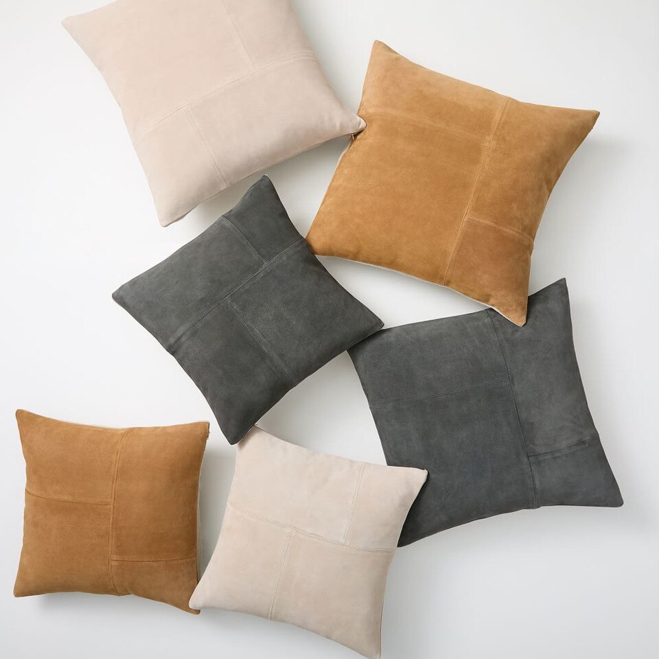 Pieced Suede Cushion Cover