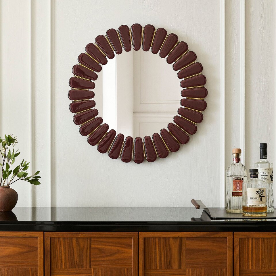 Pierce & Ward Faceted Round Wall Mirror